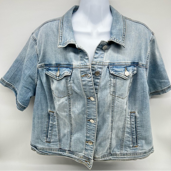 Westport Classic Light Blue Cropped Denim Short Sleeve Jacket-Size XL - Picture 1 of 11